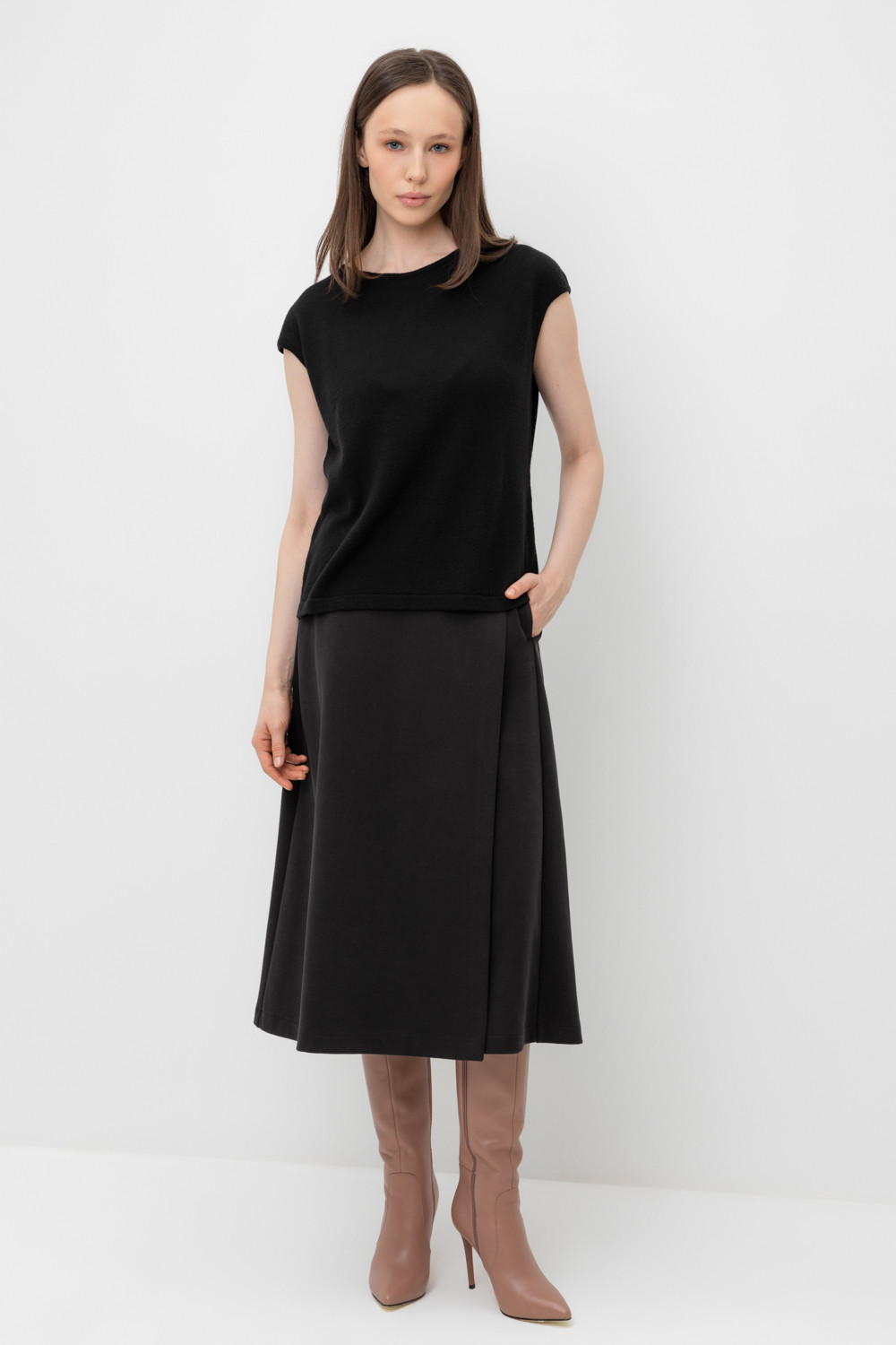 Юбки женские для мам, артикул: ЕВТ 7019, цвет: черный, фото 5