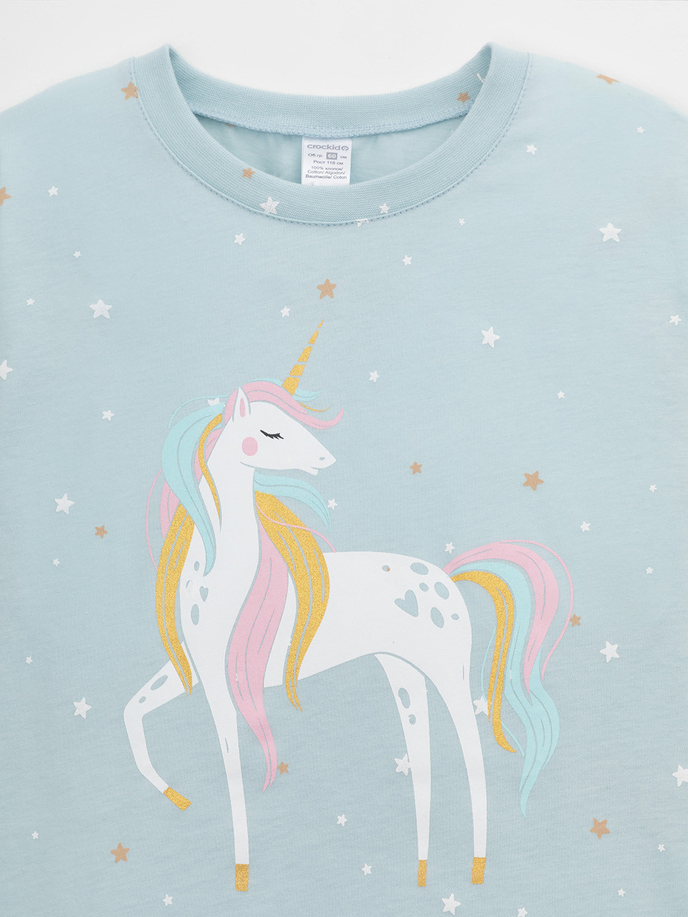 Пижама для девочки, артикул: К 1637, цвет: голубой, фото 5