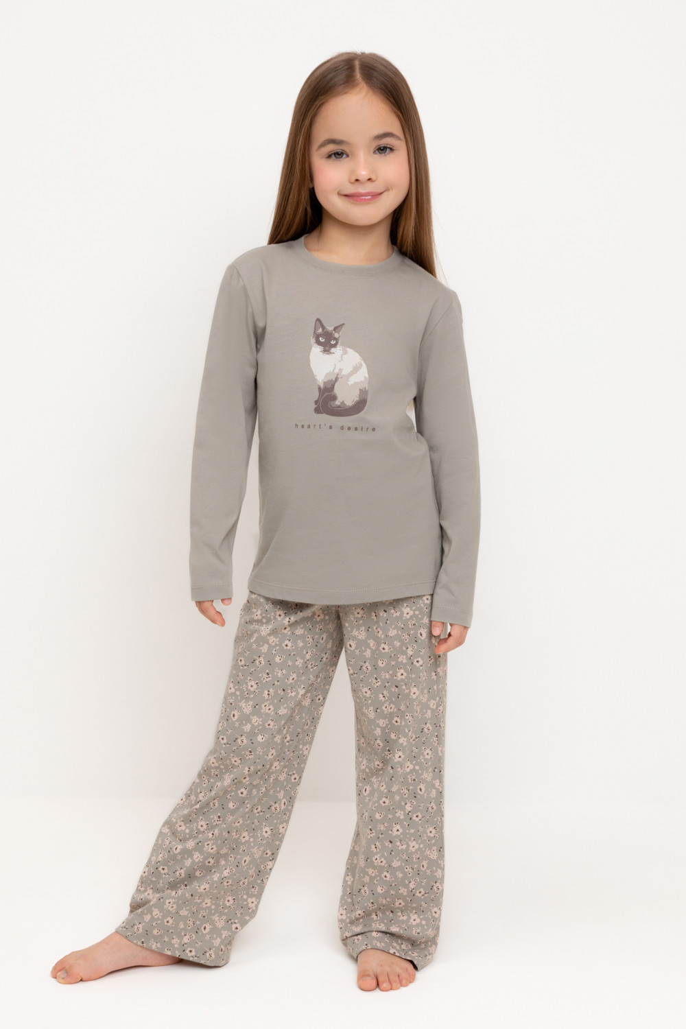 Пижама для девочки, артикул: К 1623, цвет: хаки, фото 5