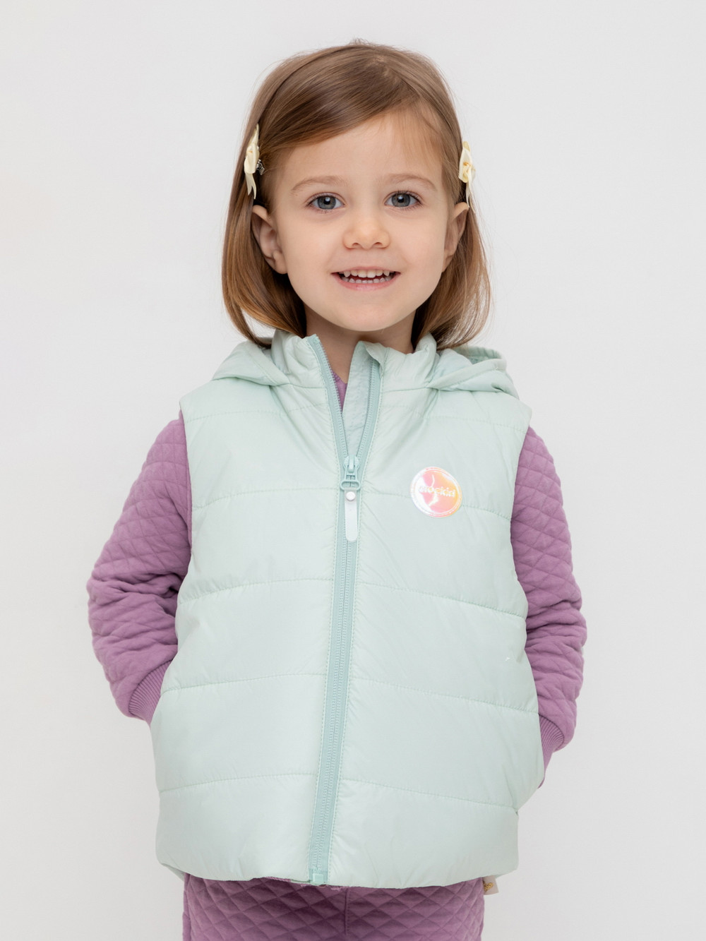 Жилет для девочки, артикул: ВК 35010/6 ГР, цвет: голубой, фото 5