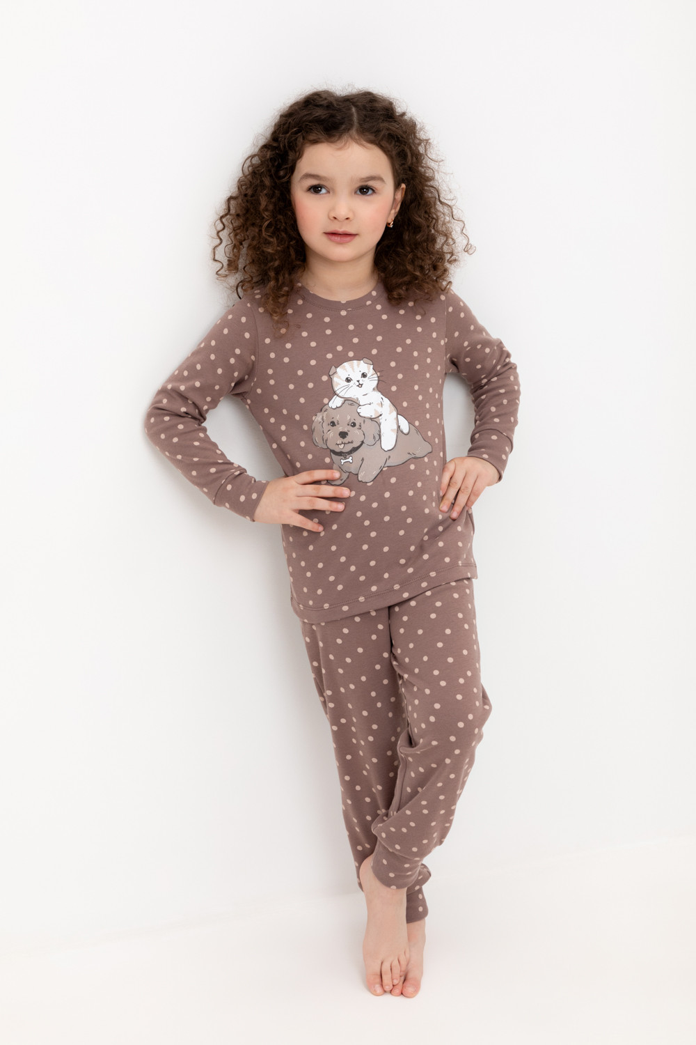 Пижама для девочки, артикул: К 1621, цвет: коричневый, фото 5