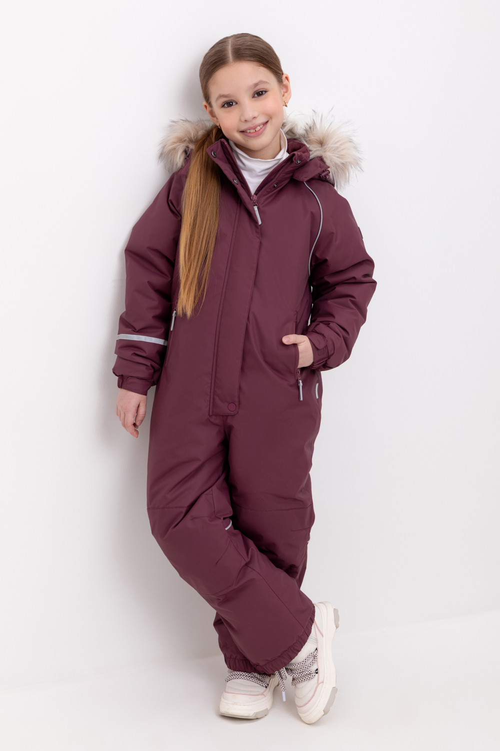 Комбинезоны утепленные для девочки, артикул: ВК 60102/5 ГР (98-122), цвет: бордовый, фото 5
