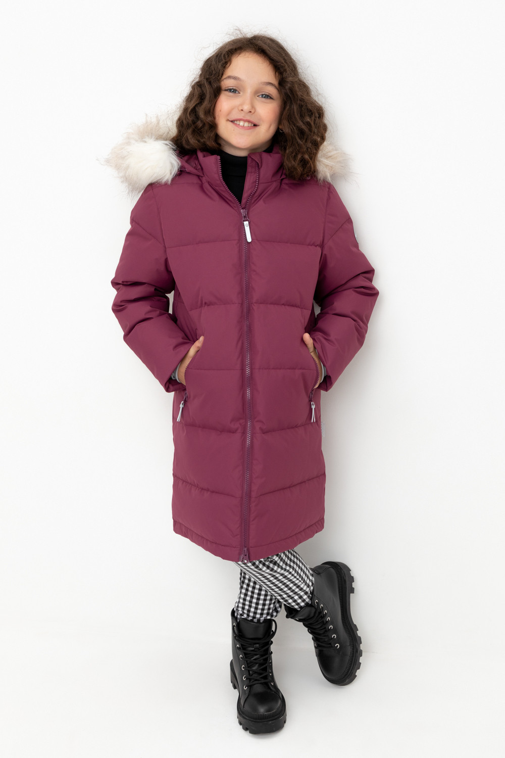 Пальто для девочки, артикул: ВК 34069/2 УЗГ, цвет: фиолетовый, фото 5