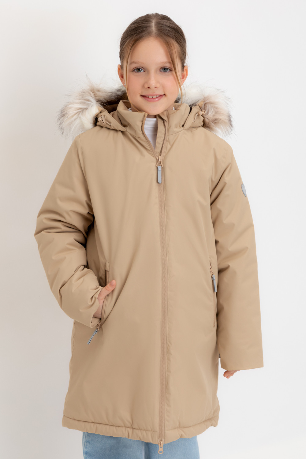 Пальто для девочки, артикул: ВК 38104/2 УЗГ, цвет: бежевый, фото 5