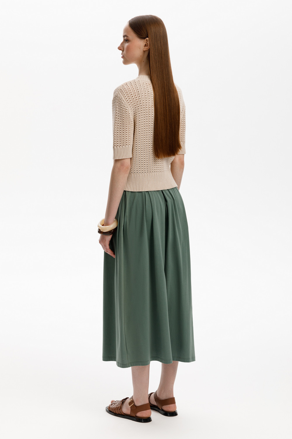 Юбки женские для мам, артикул: ЕВТ 7022, цвет: зеленый, фото 6