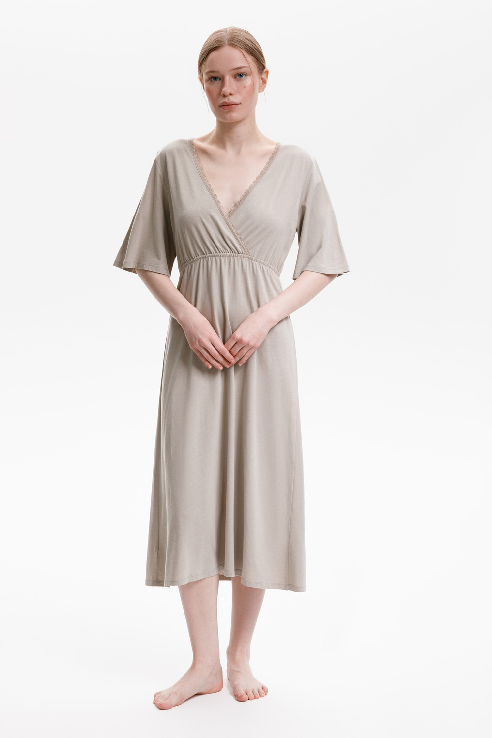 Сорочки ночные женские для мам, артикул: Е 10055, цвет: хаки, фото 6