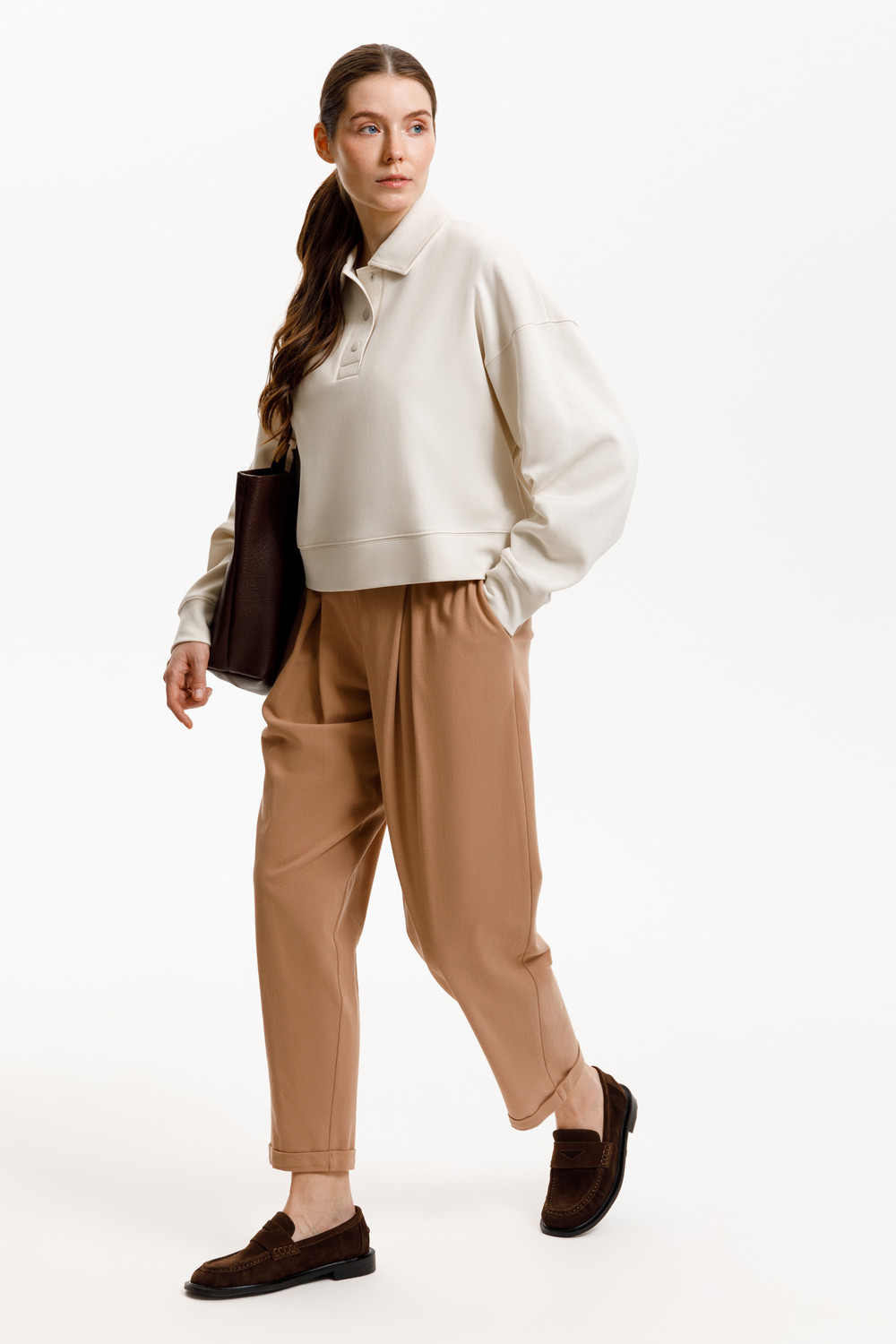 Брюки женские для мам, артикул: ЕВТ 4132, цвет: коричневый, фото 7