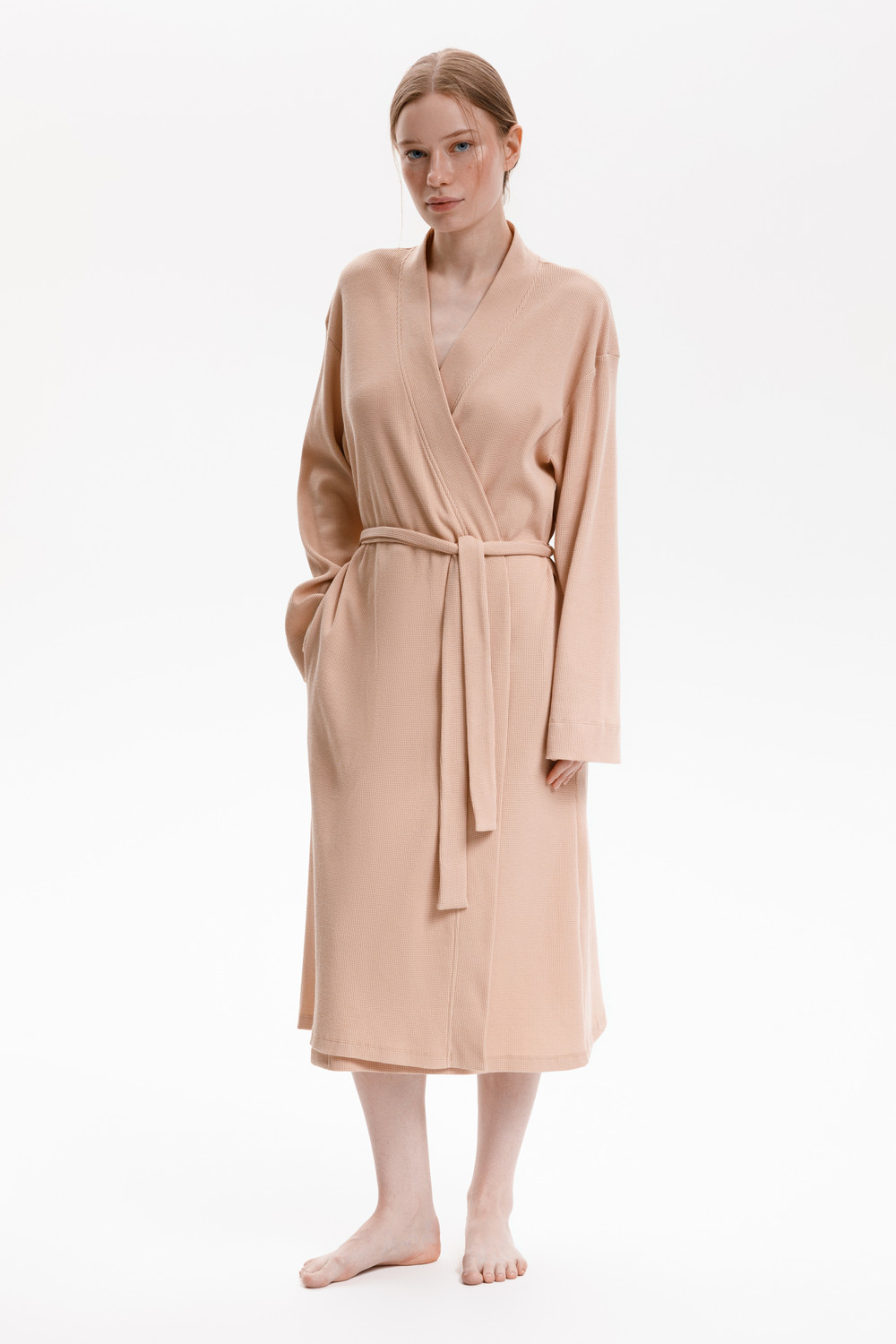 Халаты женские для мам, артикул: Е 50026, цвет: светло-бежевый, фото 10
