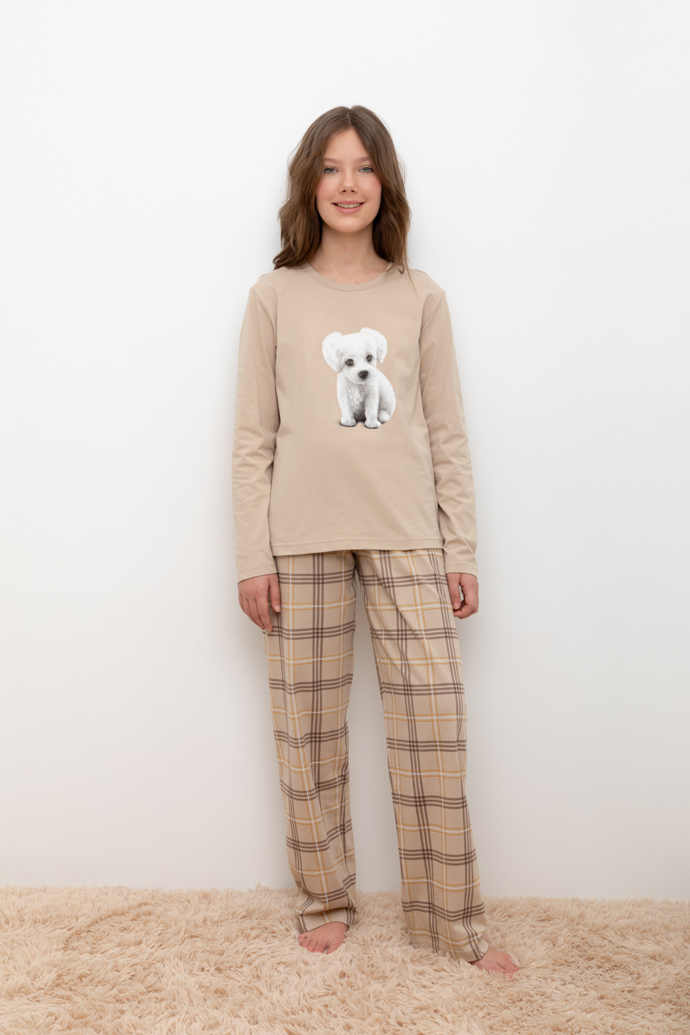 Пижамы для девочки, артикул: КБ 2830, цвет: бежевый