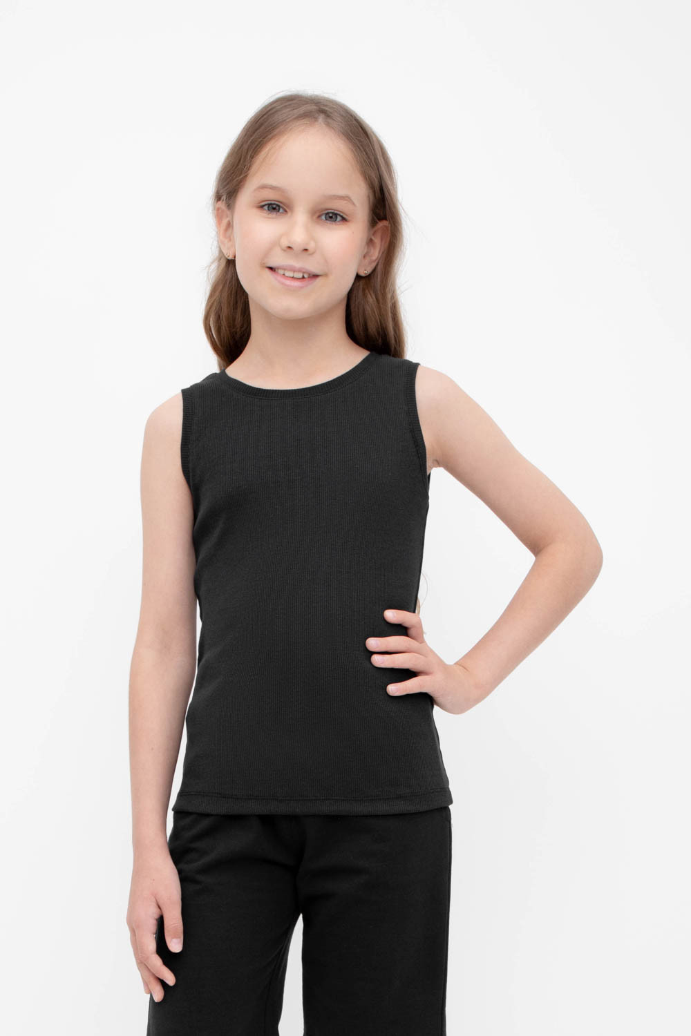 Майки подростковые для девочки, артикул: КБ 301698, цвет: черный