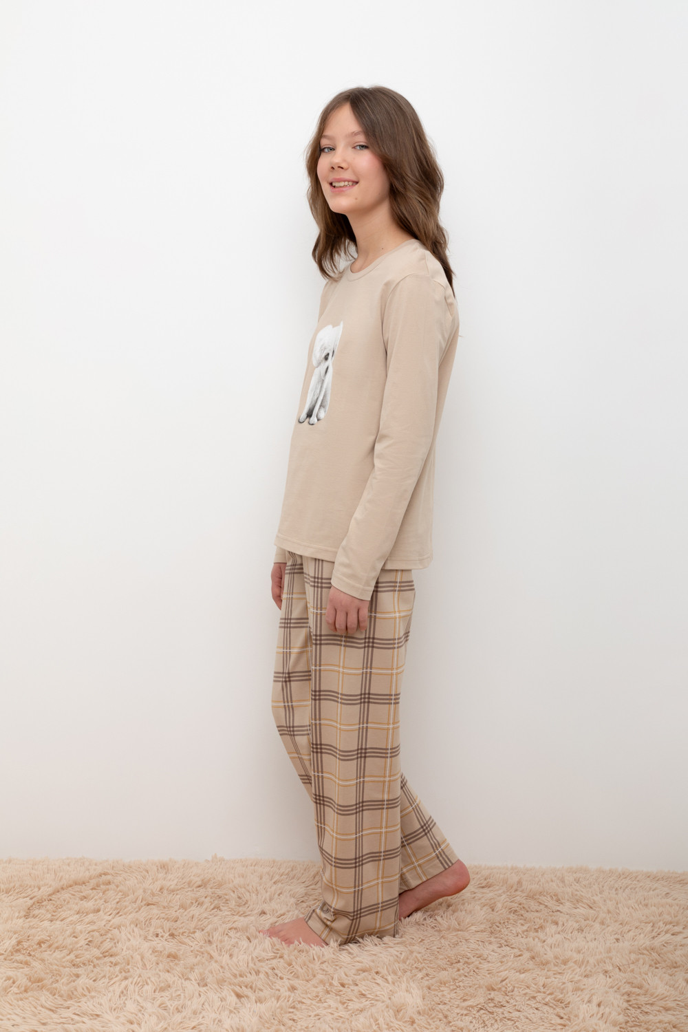 Пижамы для девочки, артикул: КБ 2830, цвет: бежевый, фото 3