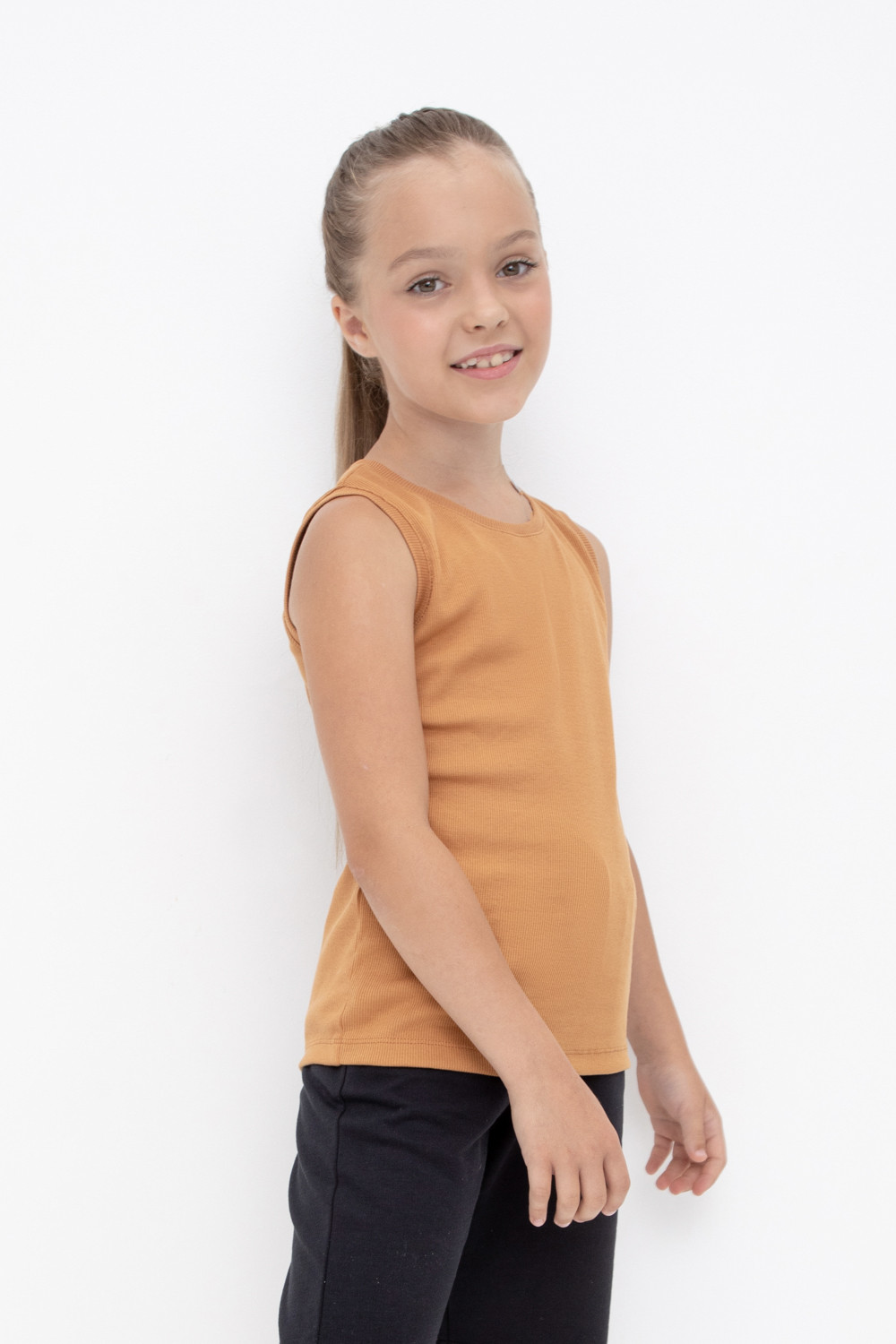 Майки подростковые для девочки, артикул: КБ 301698, цвет: коричневый, фото 3