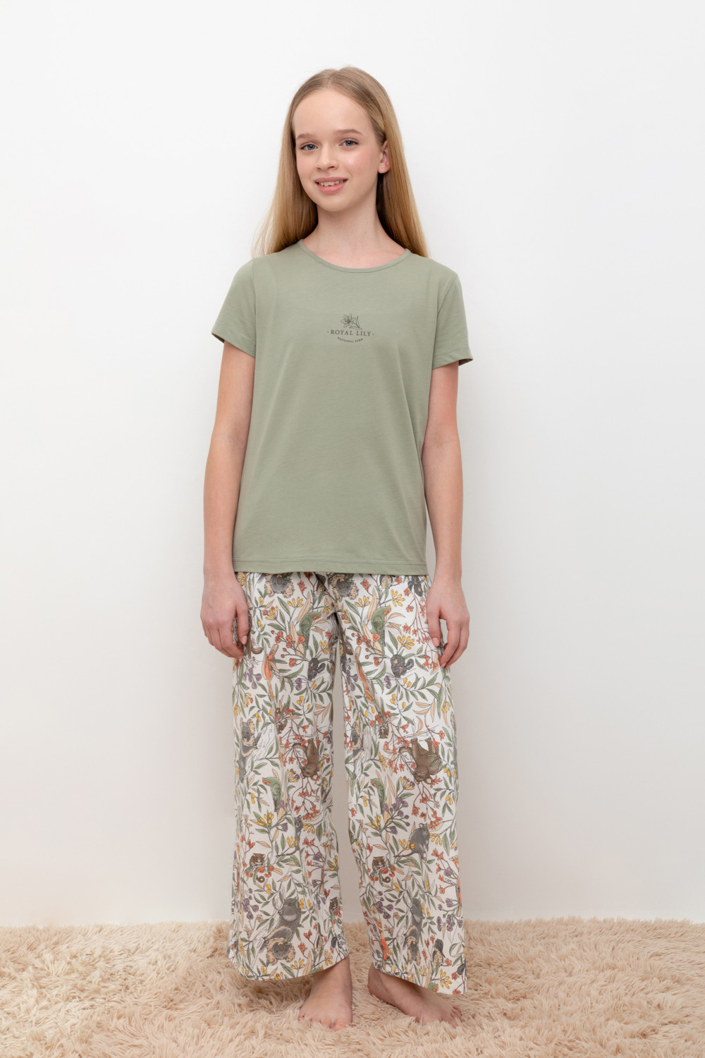 Пижамы для девочки, артикул: КБ 2827, цвет: хаки, фото 6