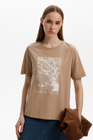 Футболки женские для мам, артикул: ЕВТ 3289, цвет: бежевый