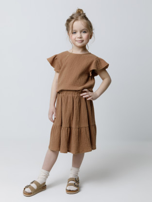 Юбка для девочки, артикул: ТК 70046, цвет: коричневый