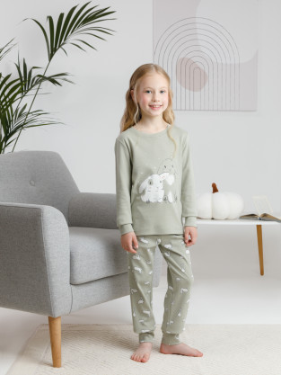 Пижама для девочки, артикул: К 1541, цвет: хаки