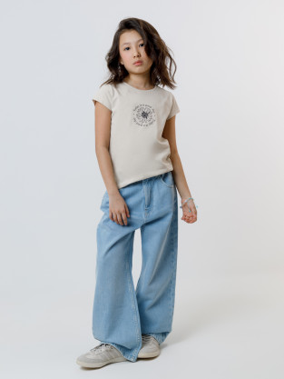 Футболка для девочки, артикул: КП 302763, цвет: бежевый