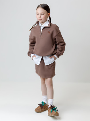 Юбка для девочки, артикул: КР 7149, цвет: кофейный