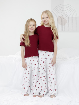 Пижама для девочки, артикул: МП 1669, цвет: бордовый