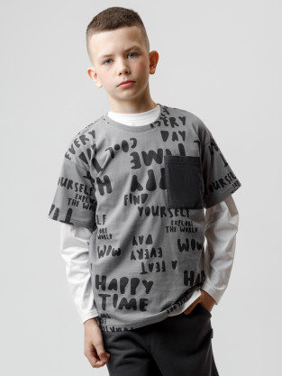 Футболка для мальчика, артикул: КР 302845, цвет: темно-серый