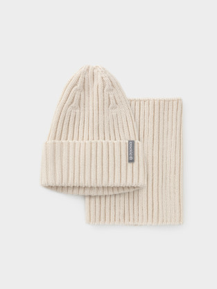 Комплект вязаный для девочки, артикул: КВ 22021, цвет: бежевый