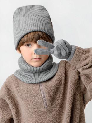 Комплект вязаный для мальчика, артикул: КВ 22019, цвет: серый