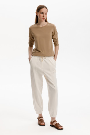 Брюки женские для мам, артикул: ЕВТ 4145, цвет: бежевый