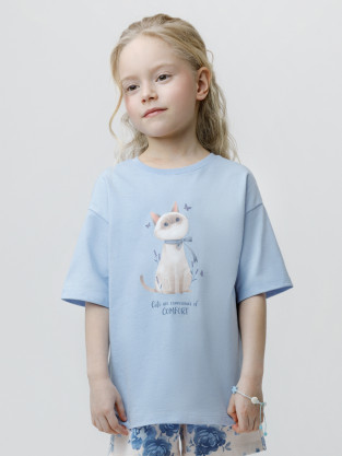 Футболка для девочки, артикул: КР 302992, цвет: голубой