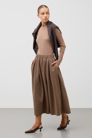 Юбки женские для мам, артикул: ЕВТ 7034, цвет: коричневый