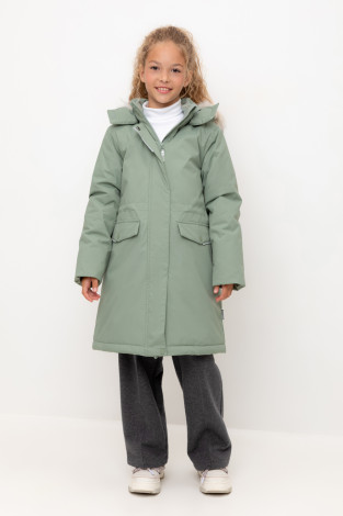 Пальто для девочки, артикул: ВК 38107/7 ГР, цвет: зеленый