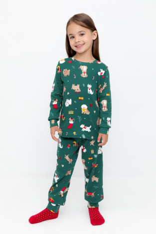Пижама для девочки, артикул: К 1552, цвет: зеленый