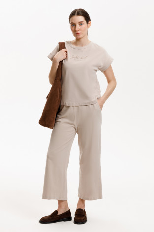 Брюки женские для мам, артикул: ЕВТ 4146, цвет: бежевый