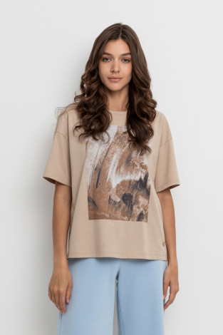 Футболки женские для мам, артикул: ЕВТ 3230, цвет: бежевый