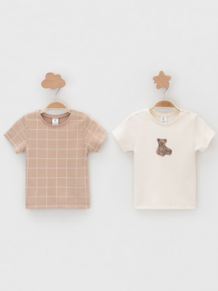 Футболка для новорожденных, артикул: К 301156-2уп, цвет: бежевый