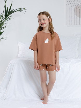 Пижама для девочки, артикул: МП 1658, цвет: кофейный