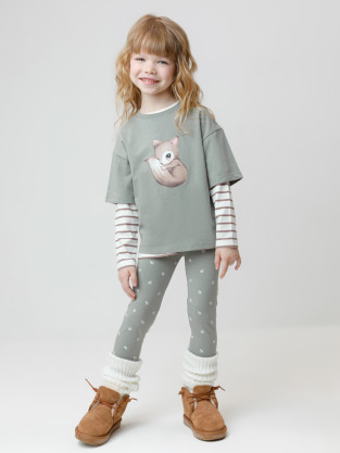 Лосины для девочки, артикул: КР 4074, цвет: хаки