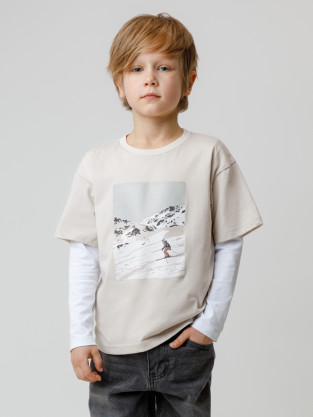 Футболка для мальчика, артикул: КР 302799, цвет: бежевый