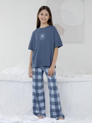 Пижама для девочки, артикул: МП 1657-1, цвет: синий