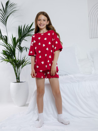 Пижама для девочки, артикул: МП 1655-1, цвет: красный