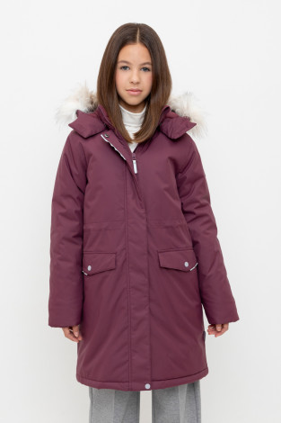 Пальто для девочки, артикул: ВК 38107/6 ГР, цвет: бордовый