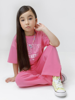 Футболка для девочки, артикул: КР 303016, цвет: ярко-розовый