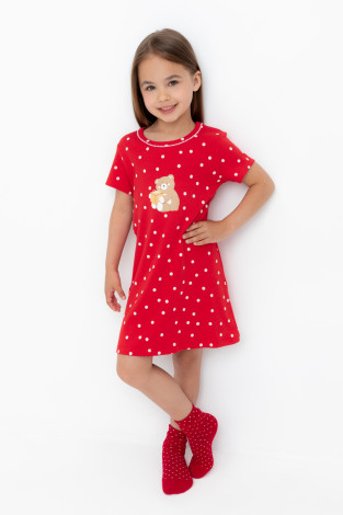 Ночная сорочка для девочки, артикул: К 1155, цвет: красный