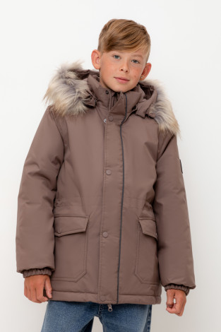 Пальто, плащи для мальчика, артикул: ВК 36096/7 УЗГ (122-158), цвет: кофейный