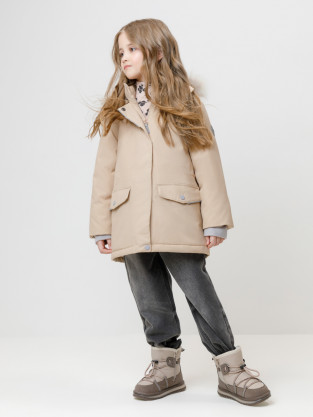 Куртка для девочки, артикул: ВК 38112/4 ГР, цвет: светло-бежевый