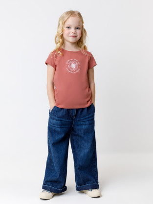 Футболка для девочки, артикул: КП 302763, цвет: коричневый