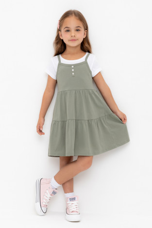 Сарафан для девочки, артикул: КР 5799, цвет: зеленый