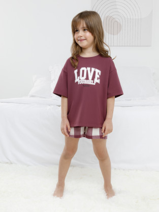 Пижама для девочки, артикул: МП 1658, цвет: коричневый