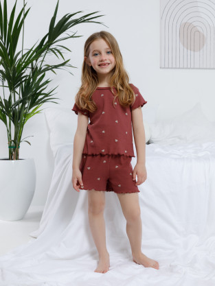 Пижама для девочки, артикул: МП 1660, цвет: коричневый