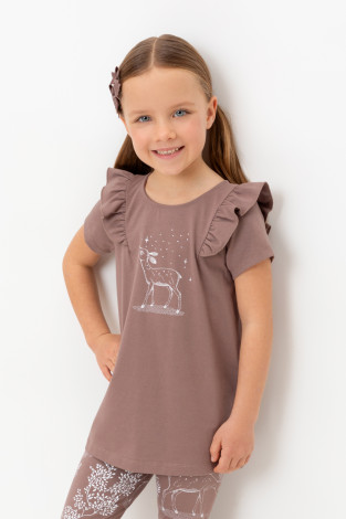 Блузка для девочки, артикул: КР 5904, цвет: коричневый