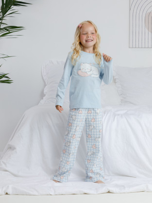 Пижама для девочки, артикул: К 1623, цвет: голубой